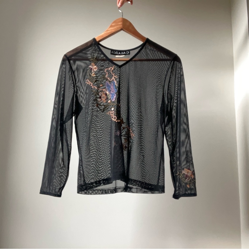 Sheer floral Casadei long sleeve top